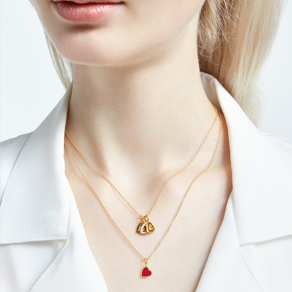 Sarah Chole LOVE COUNT ® ENAMEL HEART NECKLACE-RED