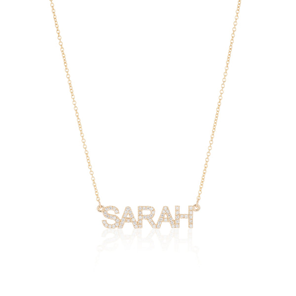 sarah chole RIAVA DIAMOND BLOCK NAME NECKLACE