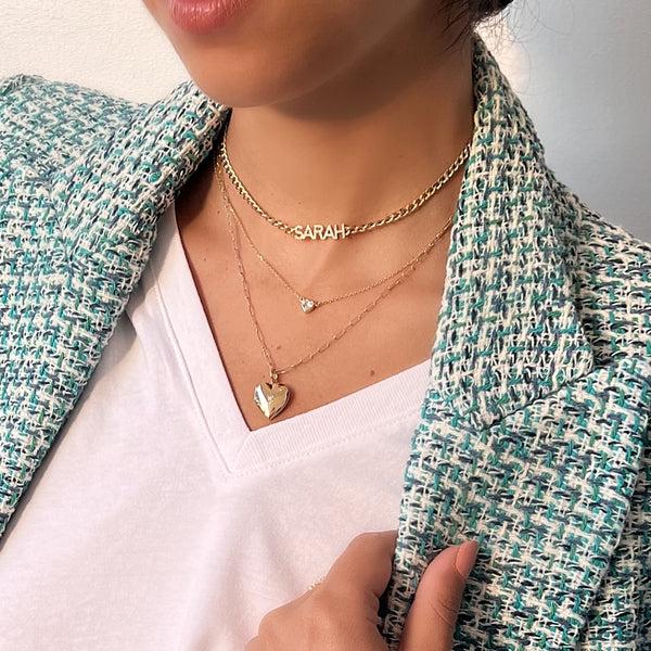 Sarah Chole RILEY DIAMOND NAME CURB CHAIN NECKLACE