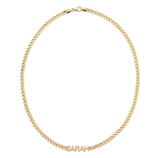 sarah chole RILEY DIAMOND NAME CURB CHAIN NECKLACE