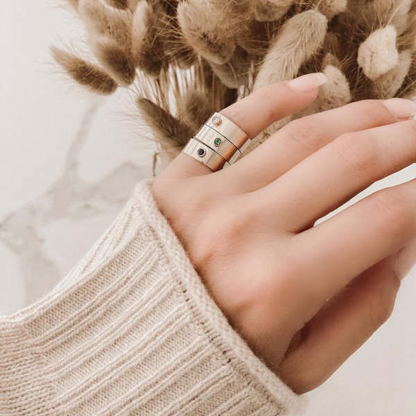 Sarah Chole SLDA BIRTHSTONE STACKABLE CIGAR RING BAND