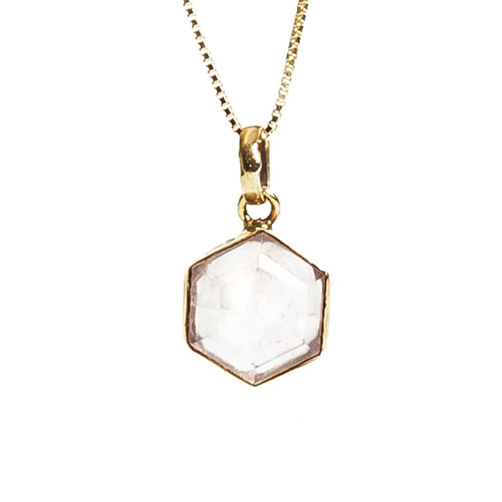 Saraswati Designs Honeybee Necklace - Rose Quartz & Gold