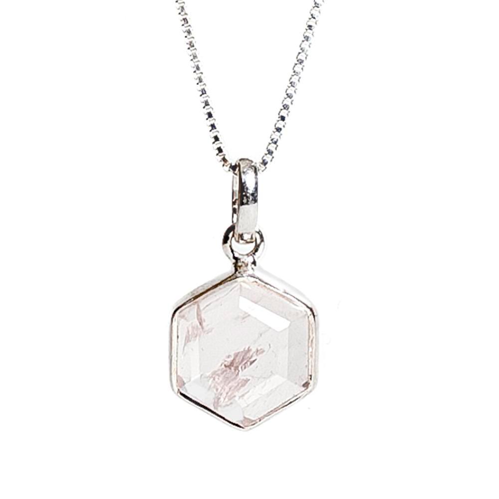 saraswati designs Honeybee Necklace - Rose Quartz & Silver