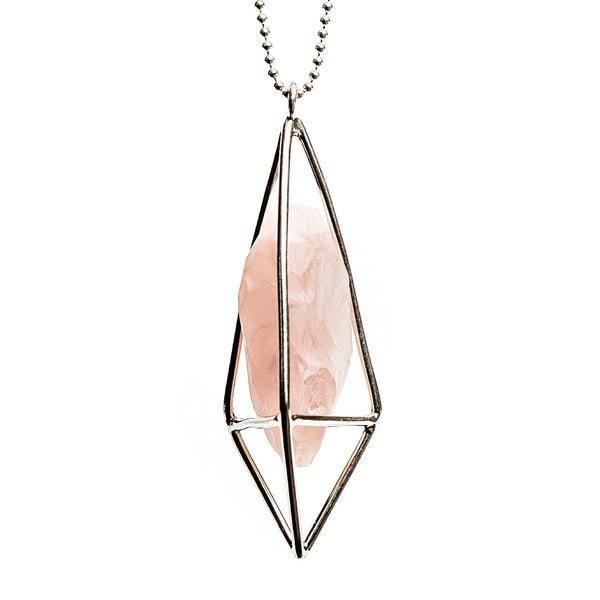 saraswati designs Lumia Necklace - Rose Quartz & Silver