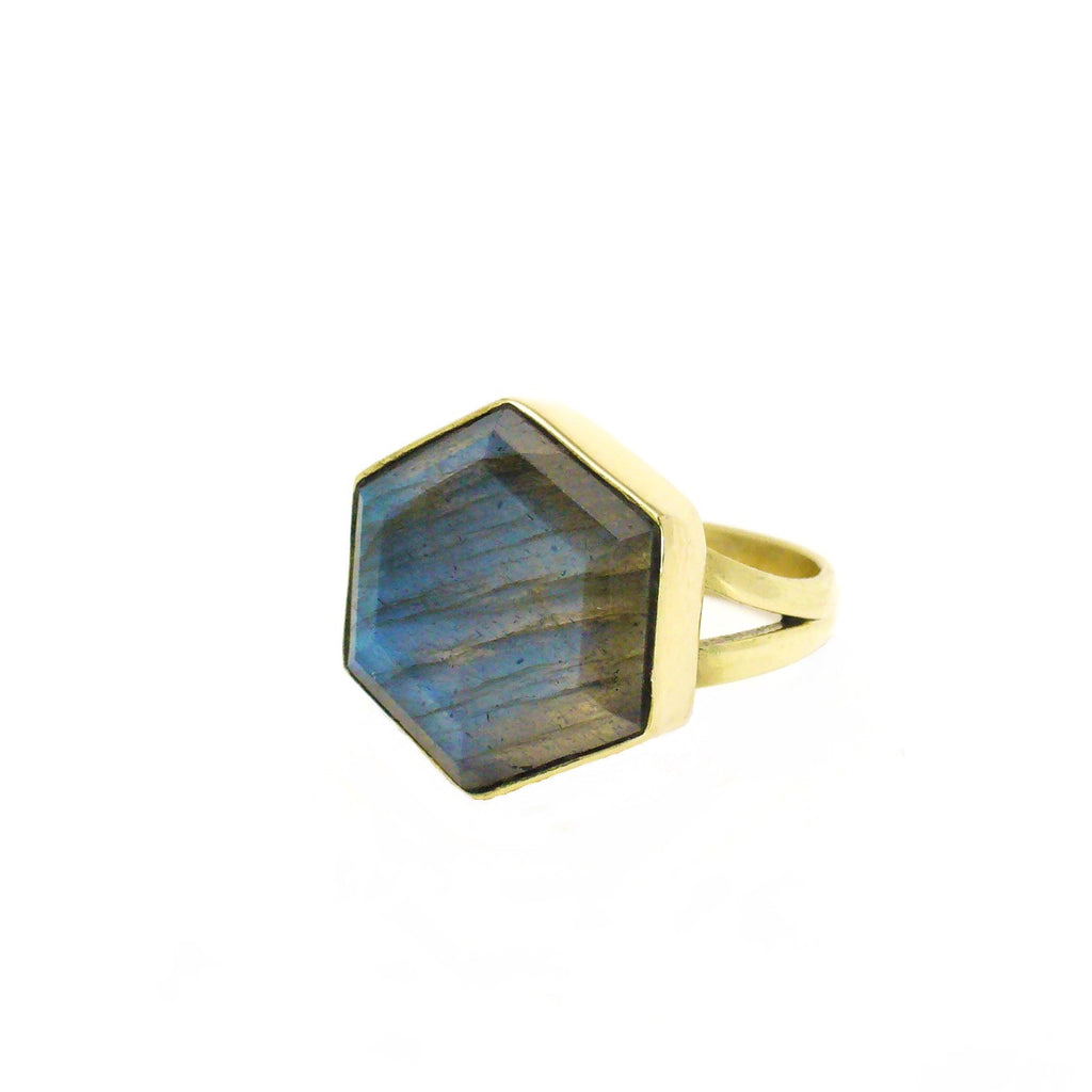 Saraswati Designs Honeybee Ring - Labradorite & Gold