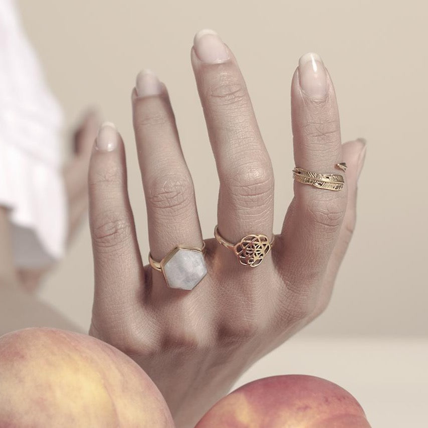 Saraswati Designs Honeybee Ring - Moonstone & Gold