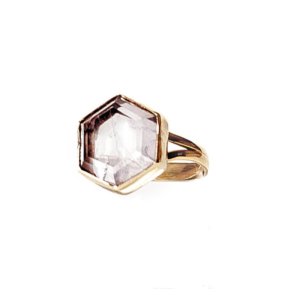 saraswati designs Honeybee Ring - Rose Quartz & Gold