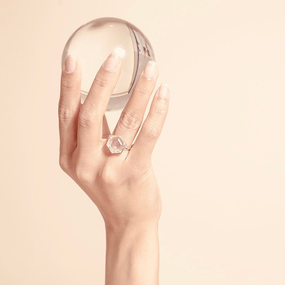 Saraswati Designs Honeybee Ring - Rose Quartz & Gold