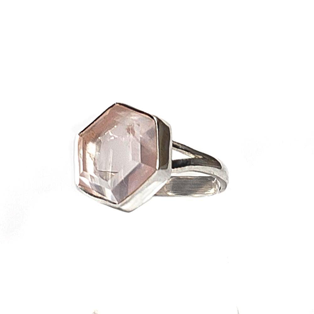 Saraswati Designs Honeybee Ring - Rose Quartz & Silver