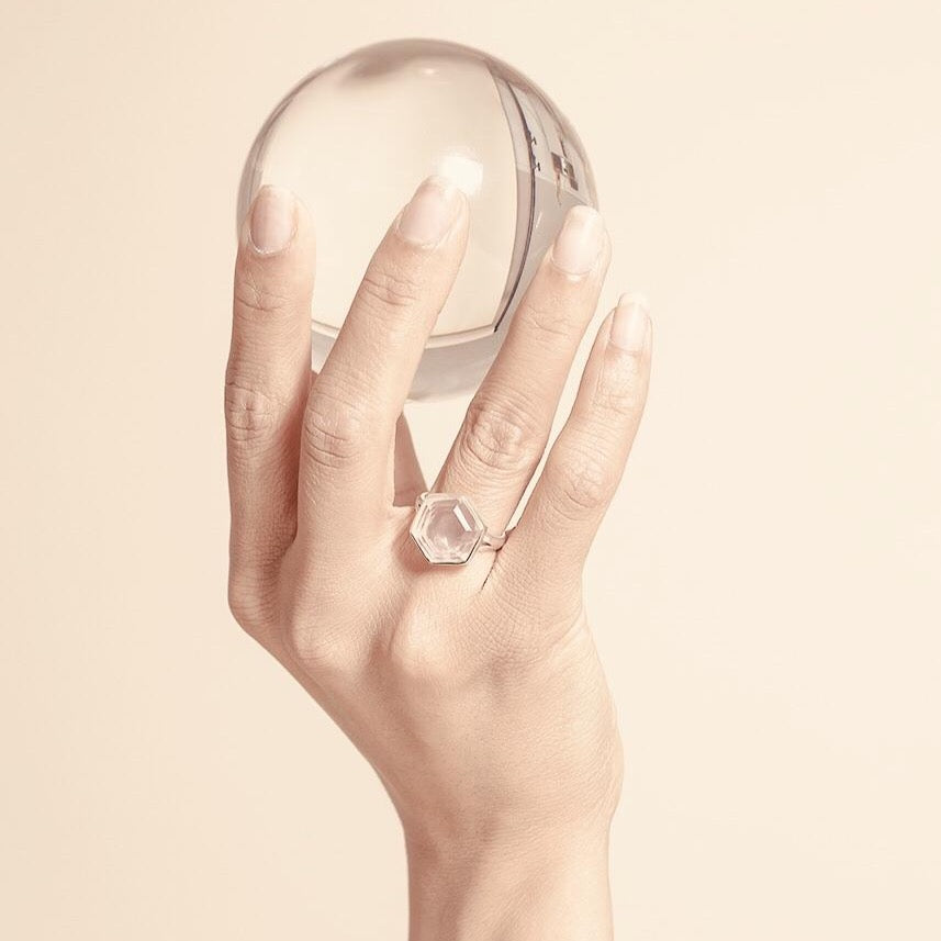 saraswati designs Honeybee Ring - Rose Quartz & Silver