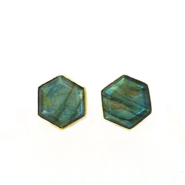 saraswati designs Honeybee Studs - Labradorite & Gold