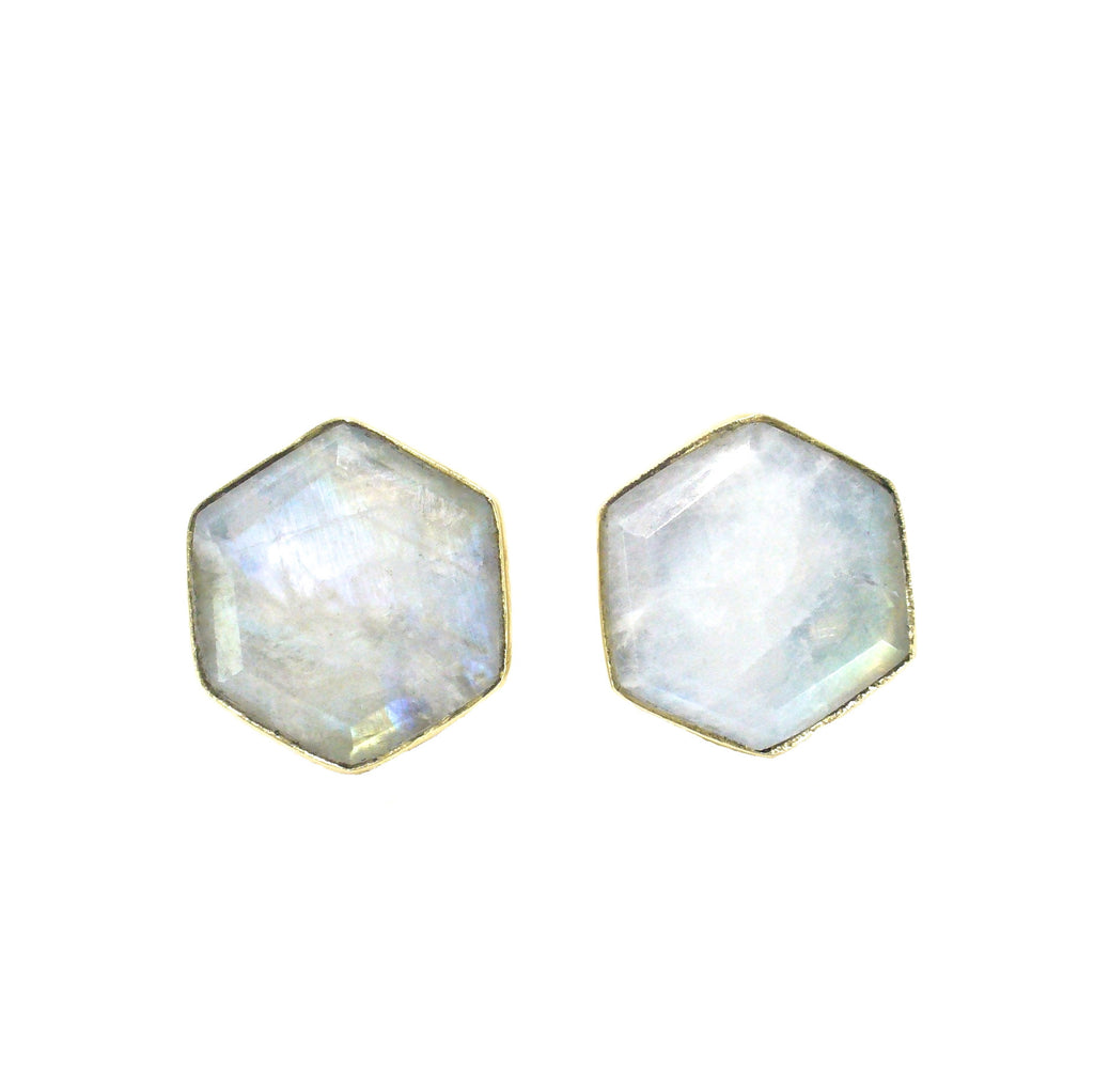 saraswati designs Honeybee Studs - Moonstone & Gold