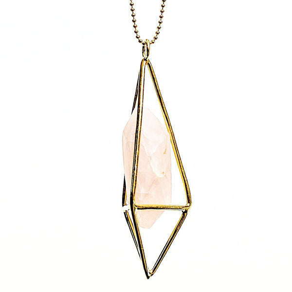 saraswati designs Lumia Necklace - Rose Quartz & Gold