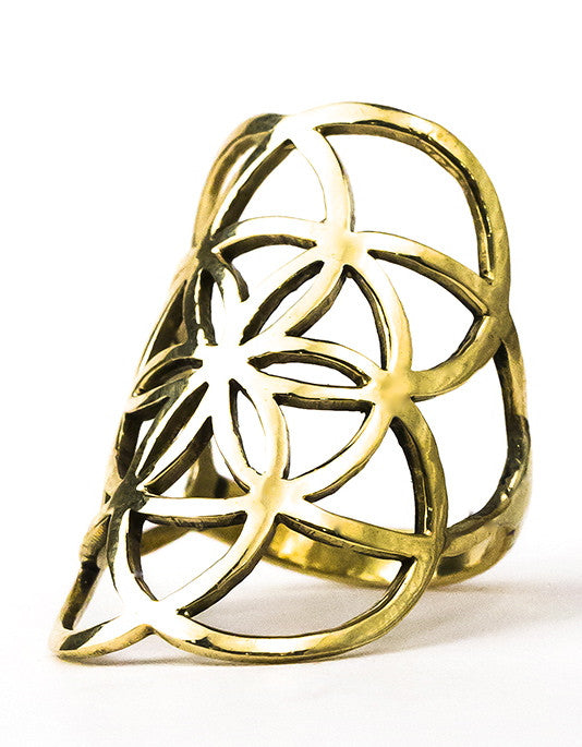 Saraswati Designs Seed Of Life Ring - Brass