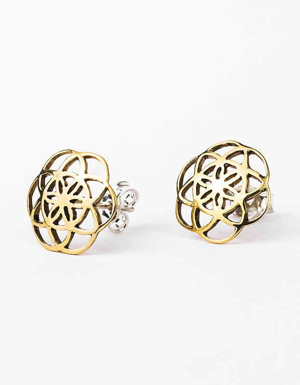 Saraswati Designs Seed Of Life Studs - Gold
