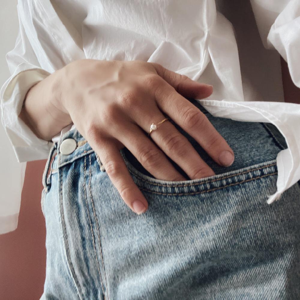 Saraswati Designs Sprite Ring - Gold & Pearl