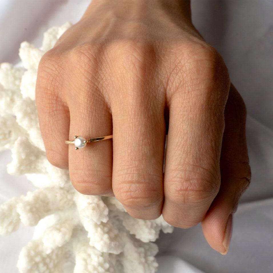 saraswati designs Sprite Ring - Gold & Pearl