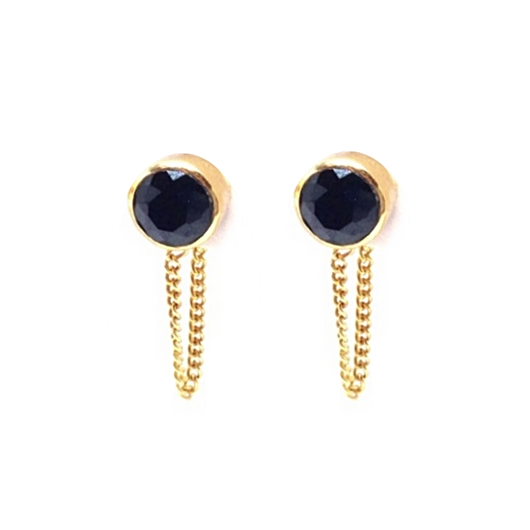Saraswati Designs Una Earrings - Black Onyx & Gold