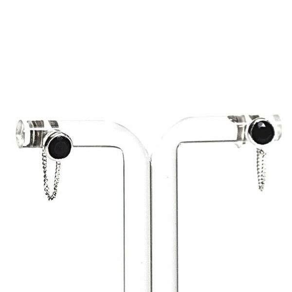 saraswati designs Una Earrings - Black Onyx & Silver