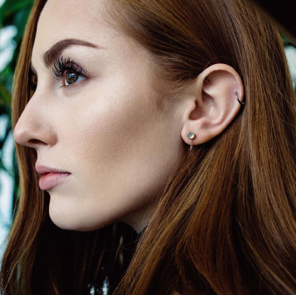 Saraswati Designs Una Earrings - Moonstone & Rose Gold