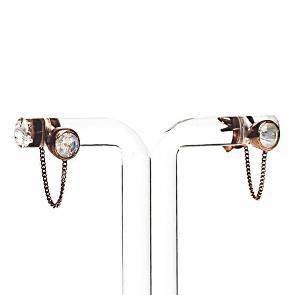 saraswati designs Una Earrings - Moonstone & Rose Gold