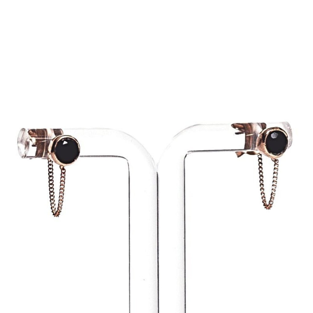 Saraswati Designs Una Earrings - Black Onyx & Rose Gold