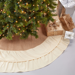 saro lifestyle 0515 Cotton And Jute Ruffled Tree Skirt