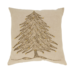 saro lifestyle 1025 - Beaded Xmas Tree Design Pillow - Down Filled
