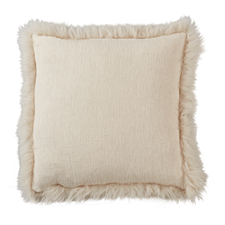 Saro Lifestyle 1028 - Lamb Fur Border Linen Pillow - Poly Filled
