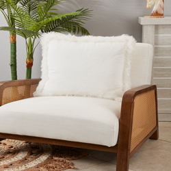 Saro Lifestyle 1028 - Lamb Fur Border Linen Pillow - Poly Filled