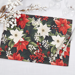 Saro Lifestyle 1033 Poinsettia And Berries Placemat