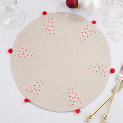 Saro Lifestyle 1135 Embroidered Christmas Trees Placemat