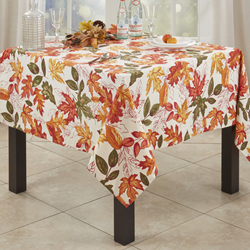 Saro Lifestyle 1227 Embroidered Autumn Leaves Tablecloth