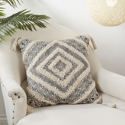 Saro Lifestyle 1293 Tufted Diamond Block Print Pillow