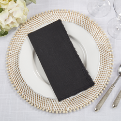 Saro Lifestyle 13009 Fringed Design Stone Washed Napkin