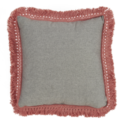 Saro Lifestyle 138 Cotton Fringe Lace Applique Pillow