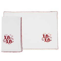 saro lifestyle 1622 Embrd. XOXO 13X19 Placemat And 18 Napkin - Set Of 8