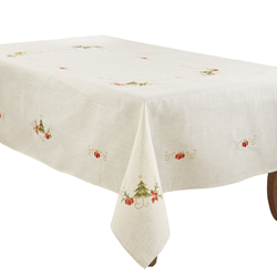 saro lifestyle 1710 Embroidered Christmas Tablecloth
