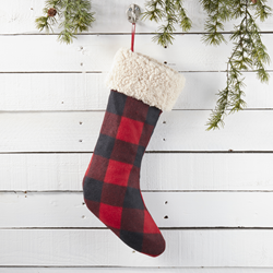 Saro Lifestyle 1786 Buffalo Plaid And Sherpa Stocking