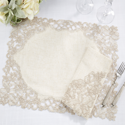 Saro Lifestyle 1969 - Lace Embrd 14X20 Placemat And 20 Napkin -Set Of 2