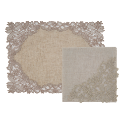 saro lifestyle 1969 - Lace Embrd 14X20 Placemat And 20 Napkin -Set Of 2