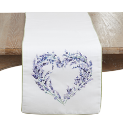saro lifestyle 2039 Embroidered Lavender Heart Runner