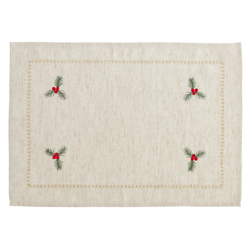 Saro Lifestyle 2155 - Embrd Holly 14X20 Placemat And 20 Napkin -Set Of 8