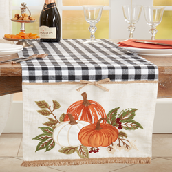 Saro Lifestyle 2290 Plaid Embroidered Pumpkins Runner
