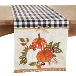 saro lifestyle 2290 Plaid Embroidered Pumpkins Runner