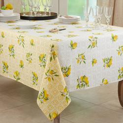 Saro Lifestyle 2420 Lemon And Block Print Tablecloth
