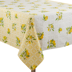 saro lifestyle 2420 Lemon And Block Print Tablecloth