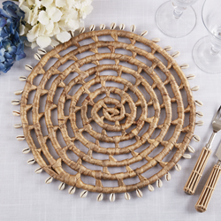 Saro Lifestyle 2561 Woven Water Hyacinth Sea Shell Placemat