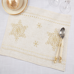 Saro Lifestyle 3138 Embroidered Snowflakes Placemat