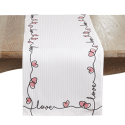 saro lifestyle 3241 Striped And Embroidered Love Runner